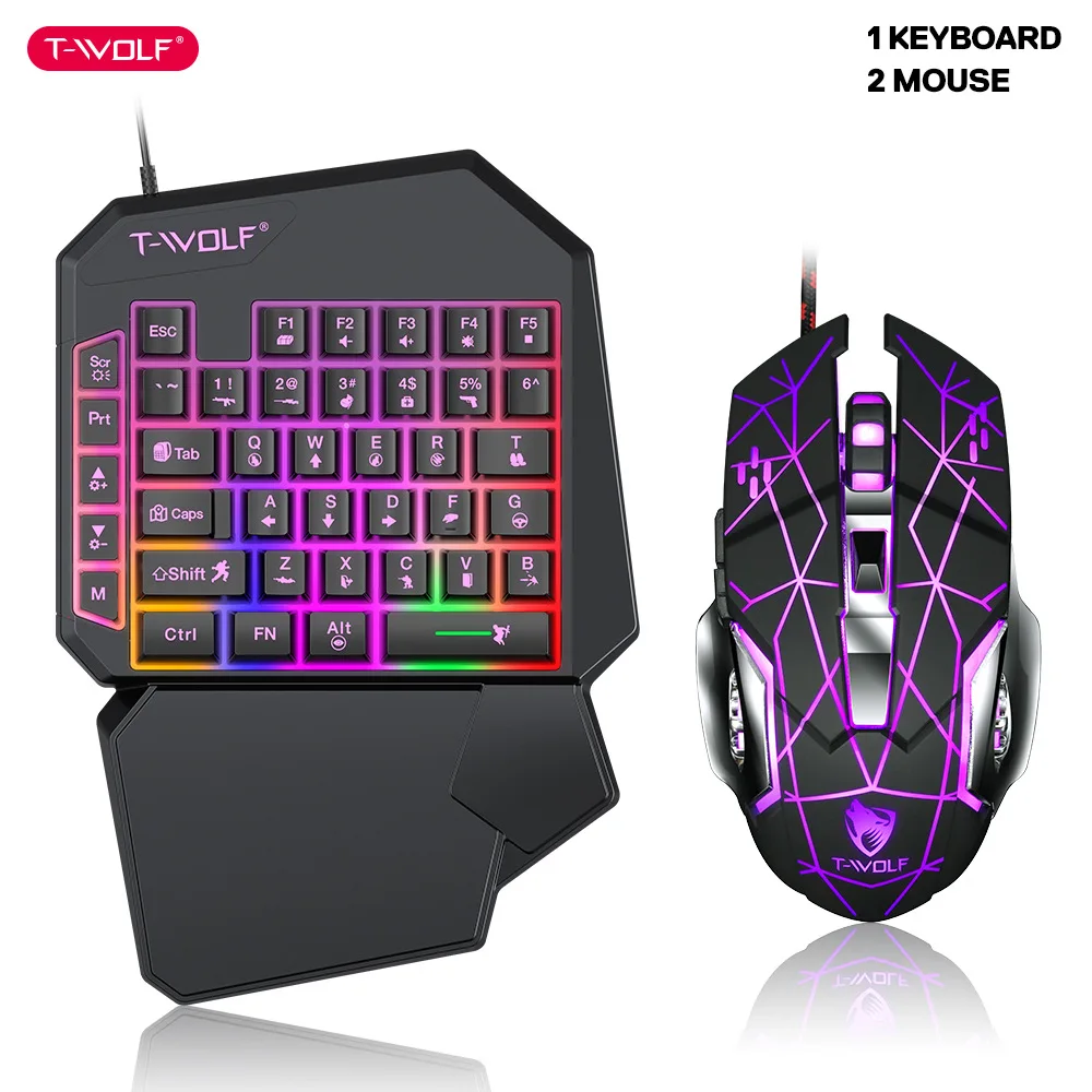 Gaming Accessories For Your Phone - T-WOLF TF900 Einhand-Tastatur-Thron-Set, mobiles leuchtendes Spiel,
