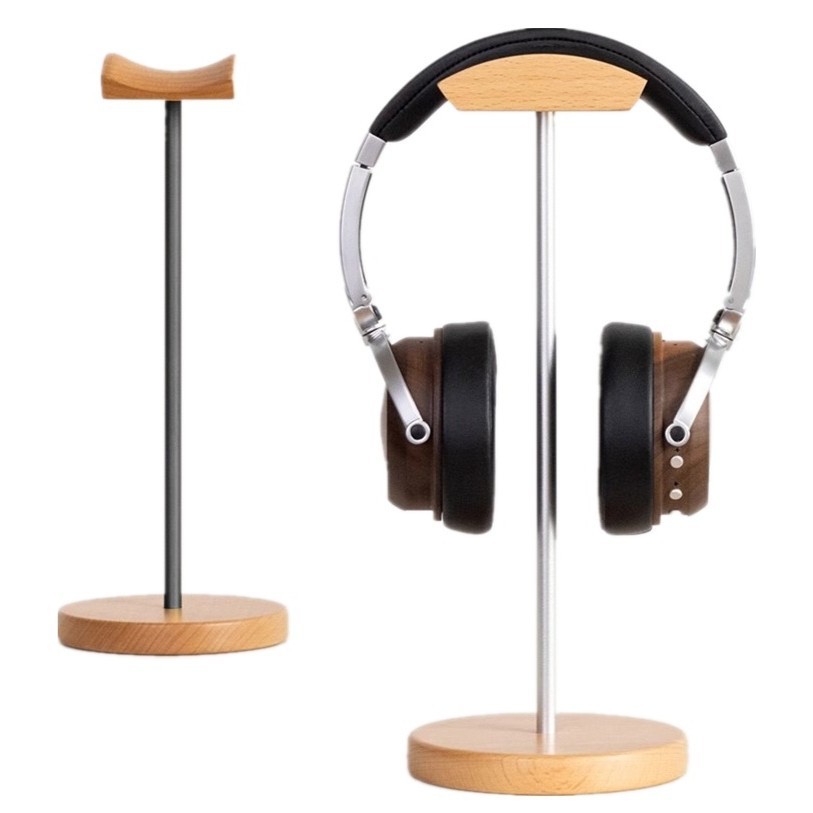 Gaming Accessories Setup - Kopfhörerständer aus schwarzem Walnussholz und Aluminium,
