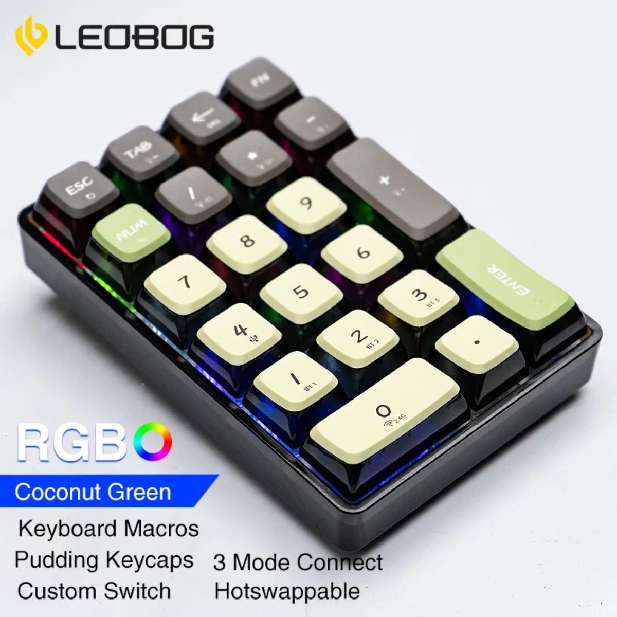 Keyboard Numpad Separate - LEOBOG K21 Numpad-Tastatur Kabellos Mechanisch 21